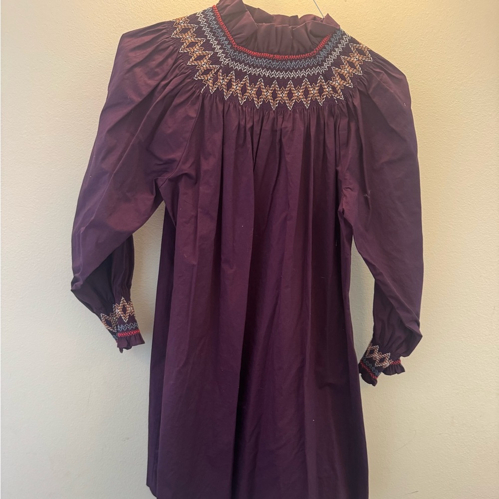 Pomander Place Deep Purple Smocked Dress